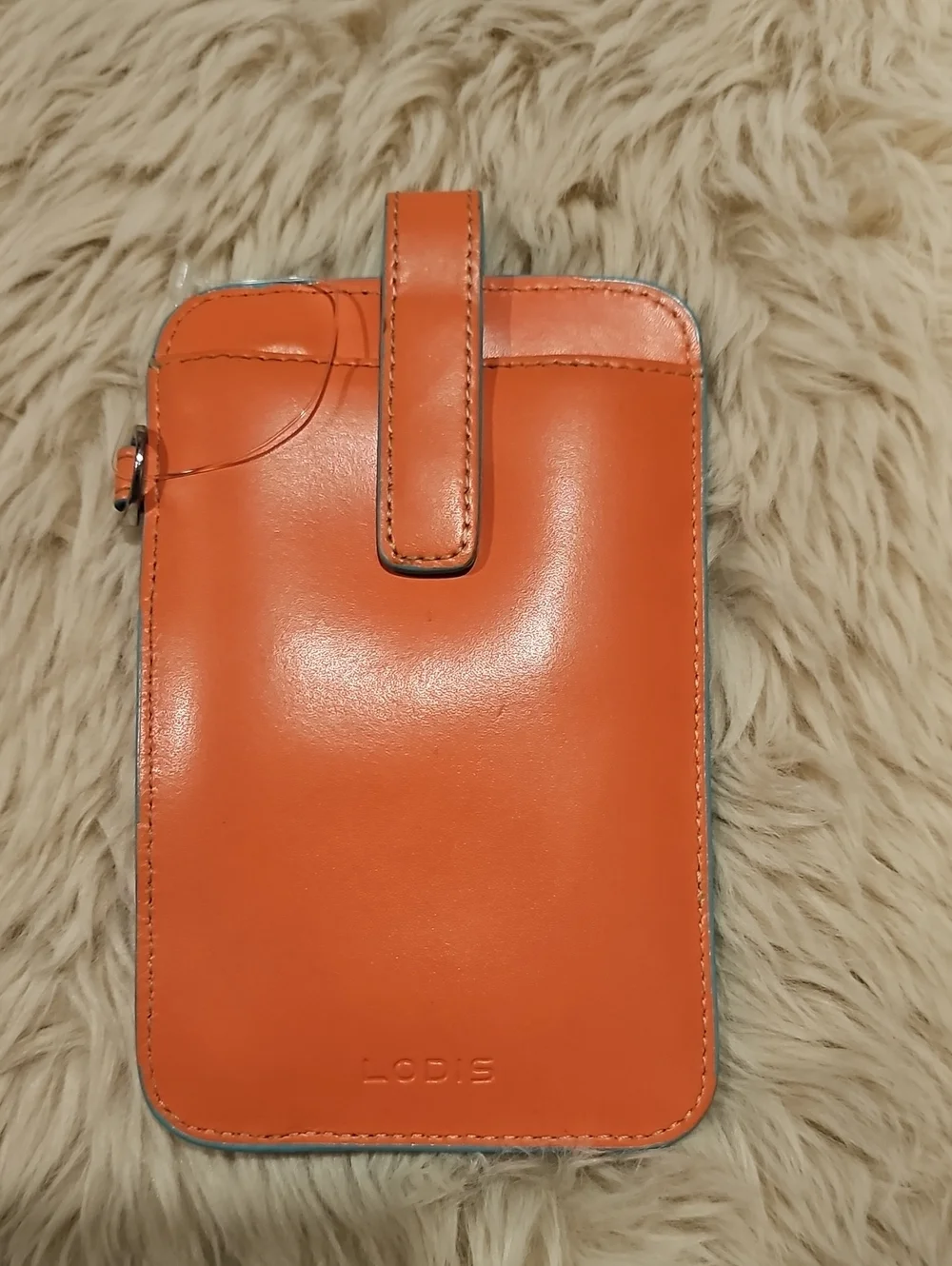 Lodis Salmon & Teal Card Holder Zip Wallet